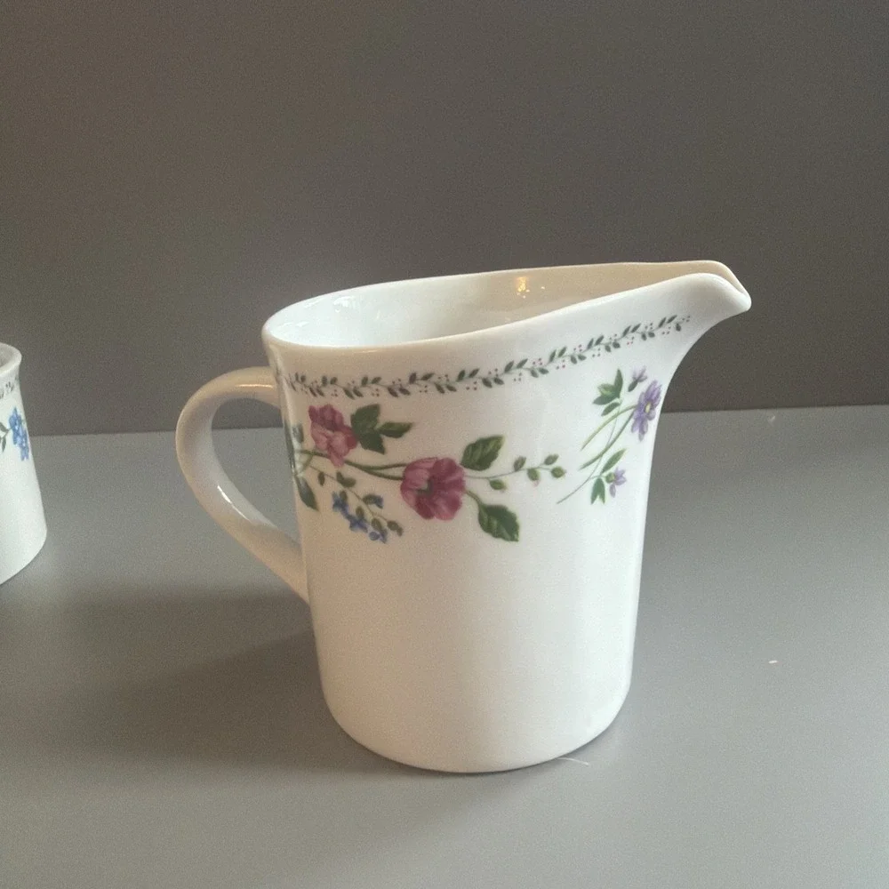 Vintage 1993 Farberware Stoneware English Garden 225 A Creamer & Sugar Bowl